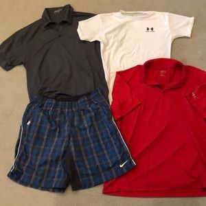 Men’s large dri fit lot- Nike, under armour, izod